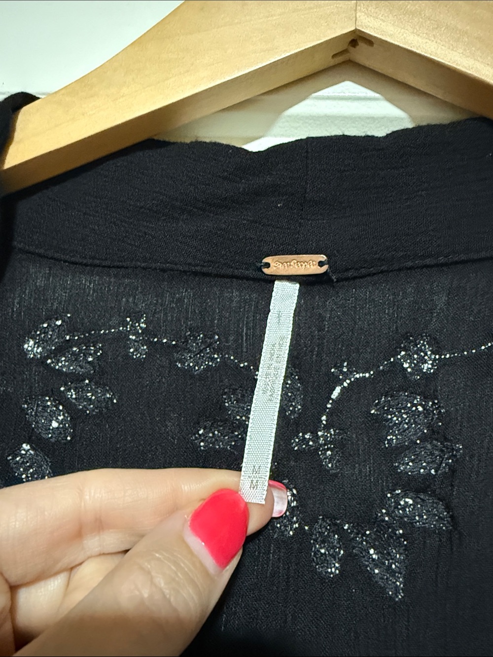 Free People Embroidered Fable midi dress black and white M - Picture 7 of 8